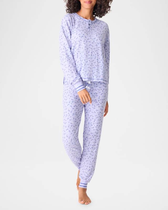 Peace & Love Within Floral-Print Pajama Set